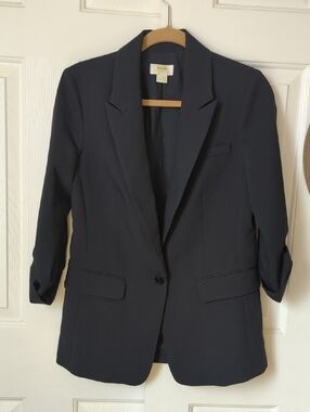 Maeve Black Single-Button Longline Blazer